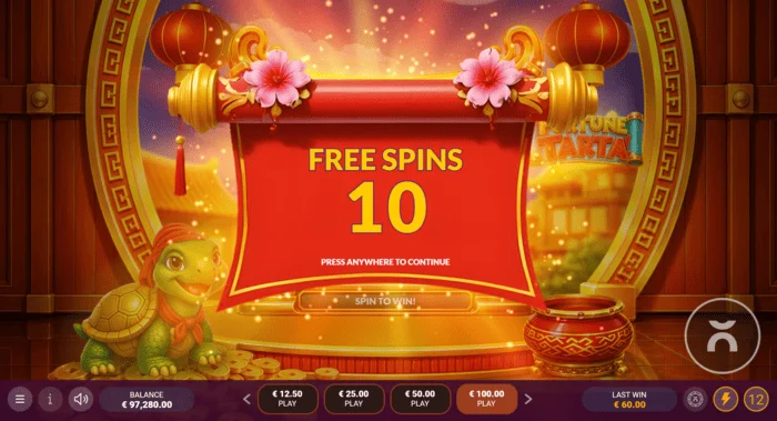 Fortune Tarta - Free Spins'in başlatılması